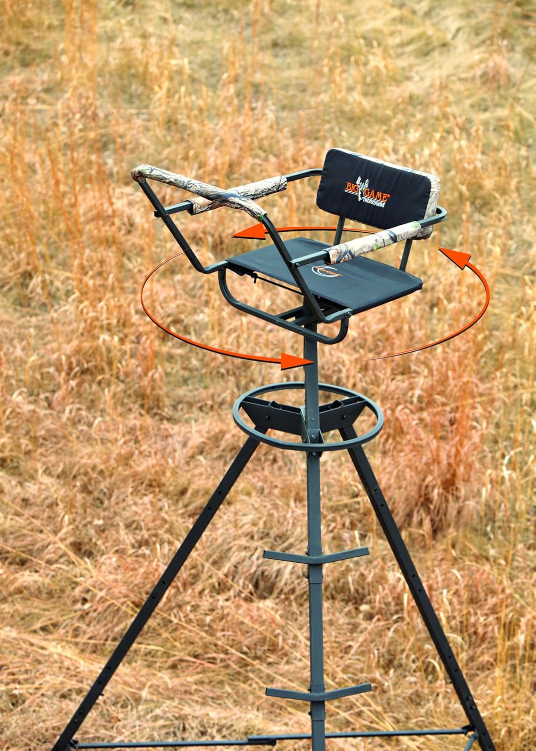 BIG GAME Pursuit Tripod Whitetail Deer Elk Mule Pronghorn Above Hunting Outdoors Padded 360 Degree Rotation 12' Tall Treestand