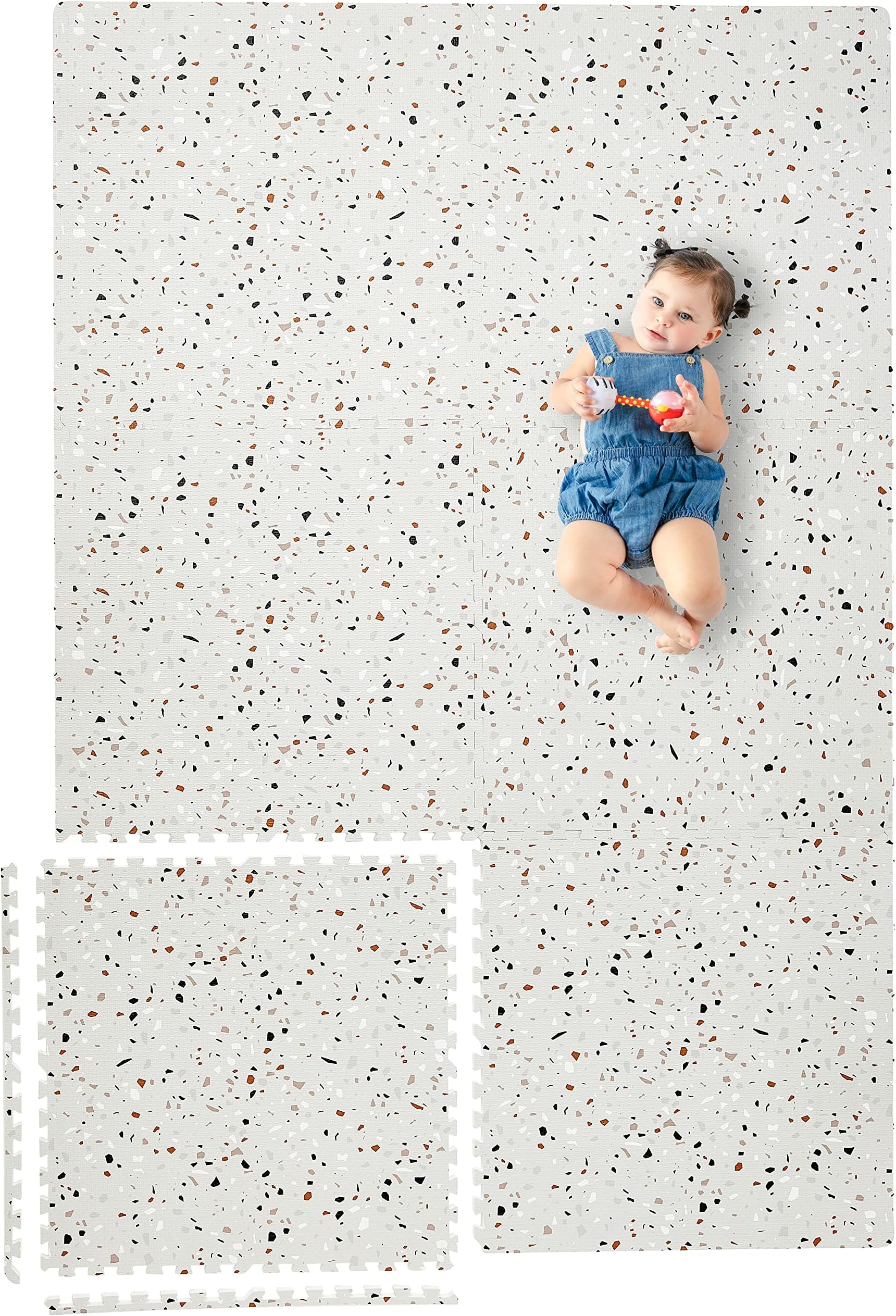 Yay Mats Stylish Extra Large Baby Play Mat. Soft, Thick, Non-Toxic Foam Covers 6 ft x 4 ft. Expandable Tiles with Edges Infants and Kids Playmat Tummy Time Mat