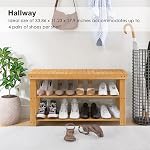 SMIBUY Banc de sac à chaussures en bambou, 3-Tier Étagère de rangement de l'organisateur de chaussures pour entrée Hallway Salle de bains Salon (naturel)
