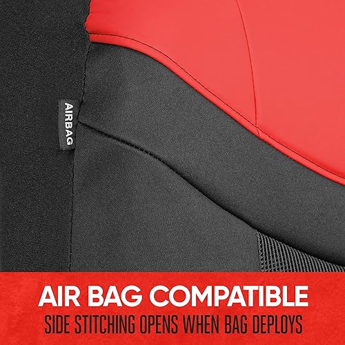Miniatura 5 de Motor Trend LuxeSport - Fundas de asiento de coche rojas para asientos delanteros, paquete de 2 protectores de asiento automotriz con cómodo