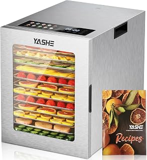 Food Dehydrator Machine 12 Stainless Steel Trays, 10 Presets Food Dryer with 48H Timer and Temp Control, 850W Dehydrators for Food and Jerky, Herbs, Meat, Fruit, Dog Treats, Recipes Included