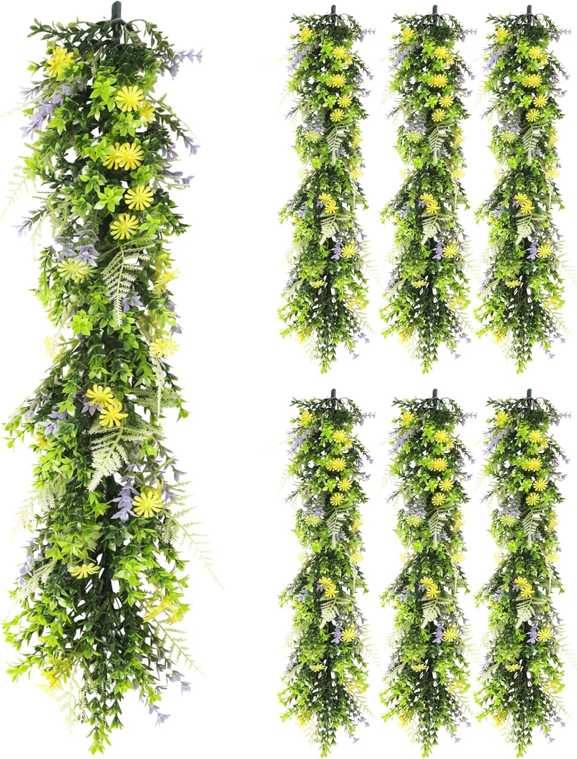 COARBOR 7 PCS Artificial Plant Vines Faux Plants Greenery Garland for Wedding Party Garden Home Kitchen Office Wall Decor Indoor Outdoor Decor, Green Yellow
