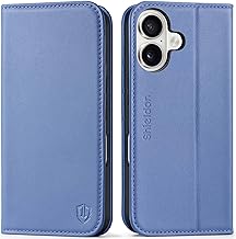 SHIELDON Real Leather Case Wallet for iPhone 17 6.3-inch 5G 2025 | Magnetic Closure | Folio | RFID Blocking Card Holder | Kickstand | Soft Shockproof Phone Cover | Wisteria Purple