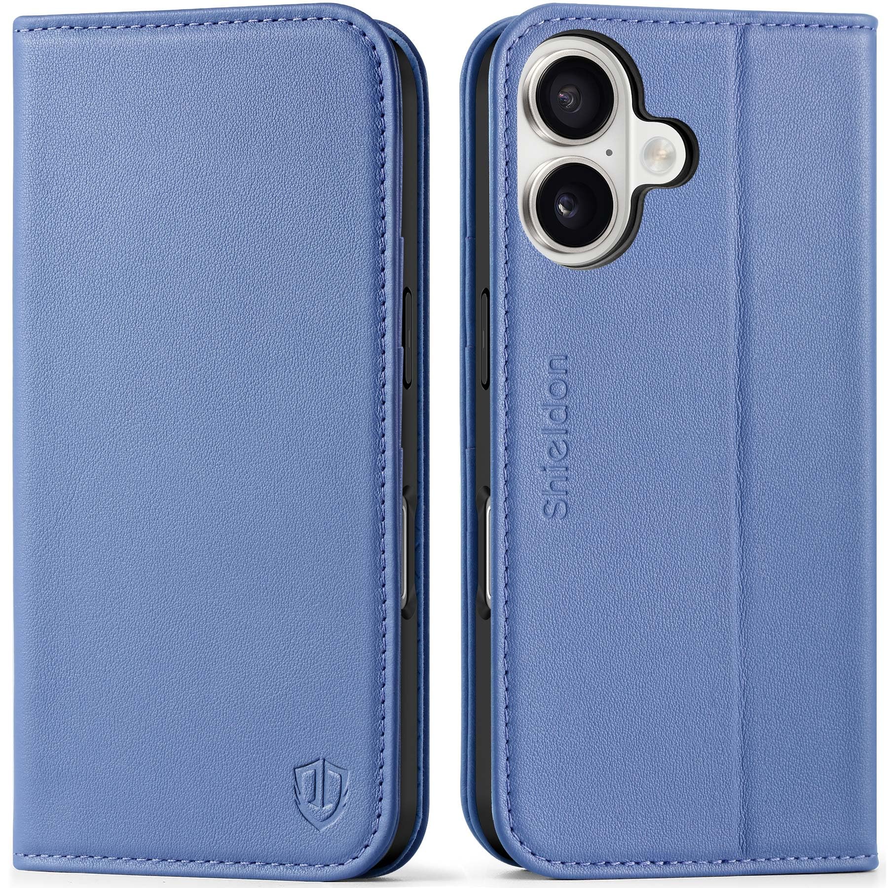 SHIELDON Funda de Cuero Genuino para iPhone 17 6,3 Pulgadas 5G 2025, Cartera [Ranuras para Tarjetas][Bloqueo RFID] Billetera Capa Protectora Leather Wallet Case, Púrpura Glicina