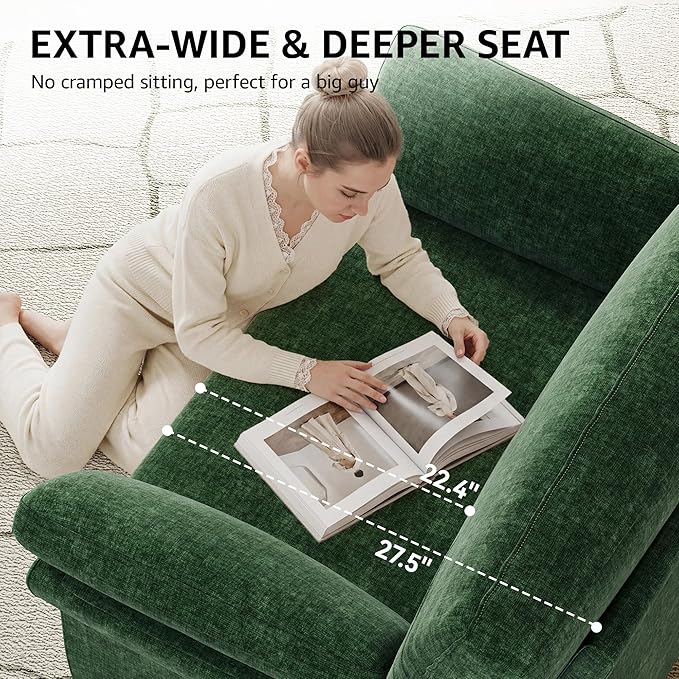 Sillón acolchado de felpa verde oscuro grande miniatura 3
