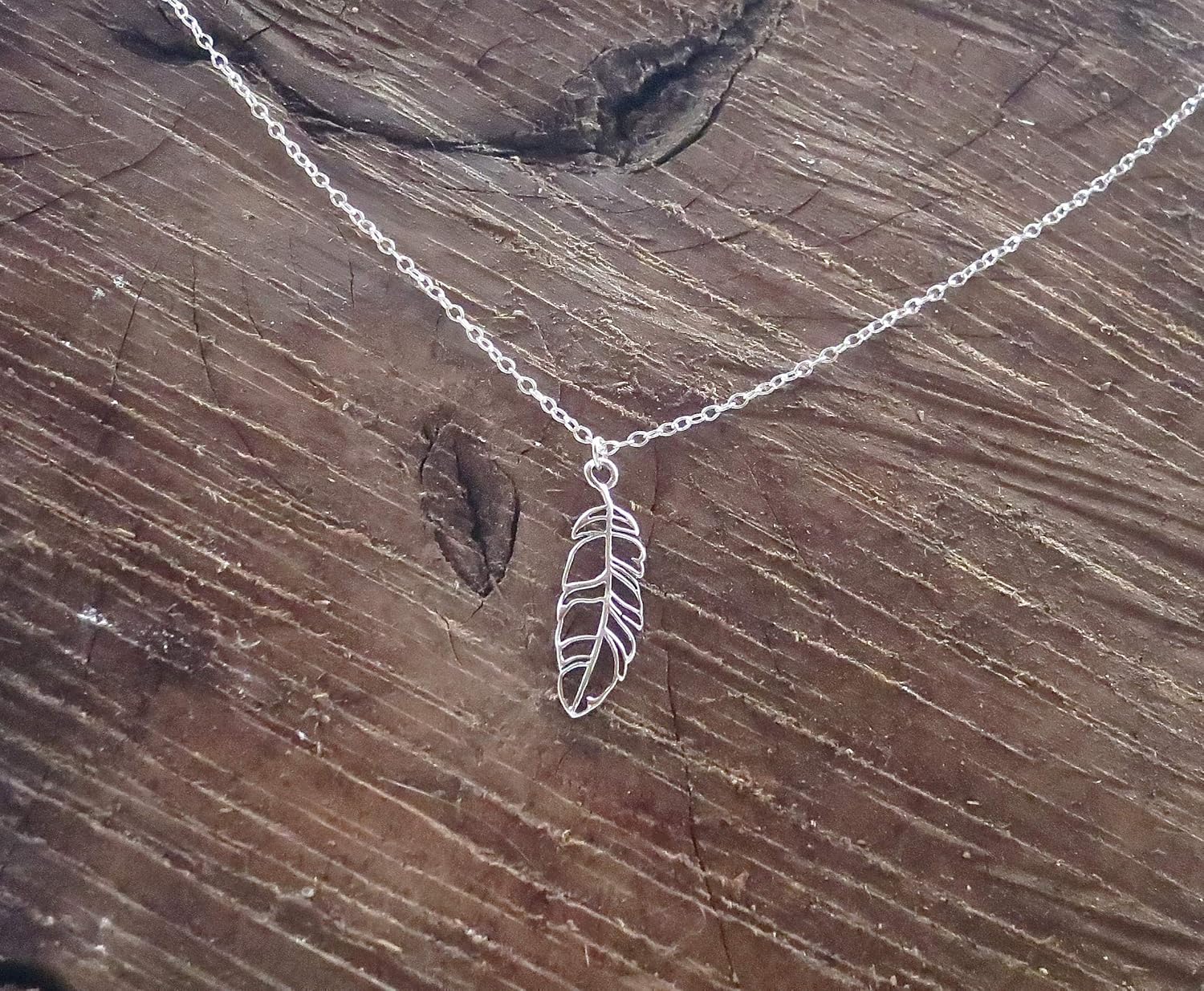 Sterling silver 925 feather pendant necklace for girls, Dainty leaf necklace for women, Boho necklace, Oxidized silver feather, Everyday necklace - Image 5