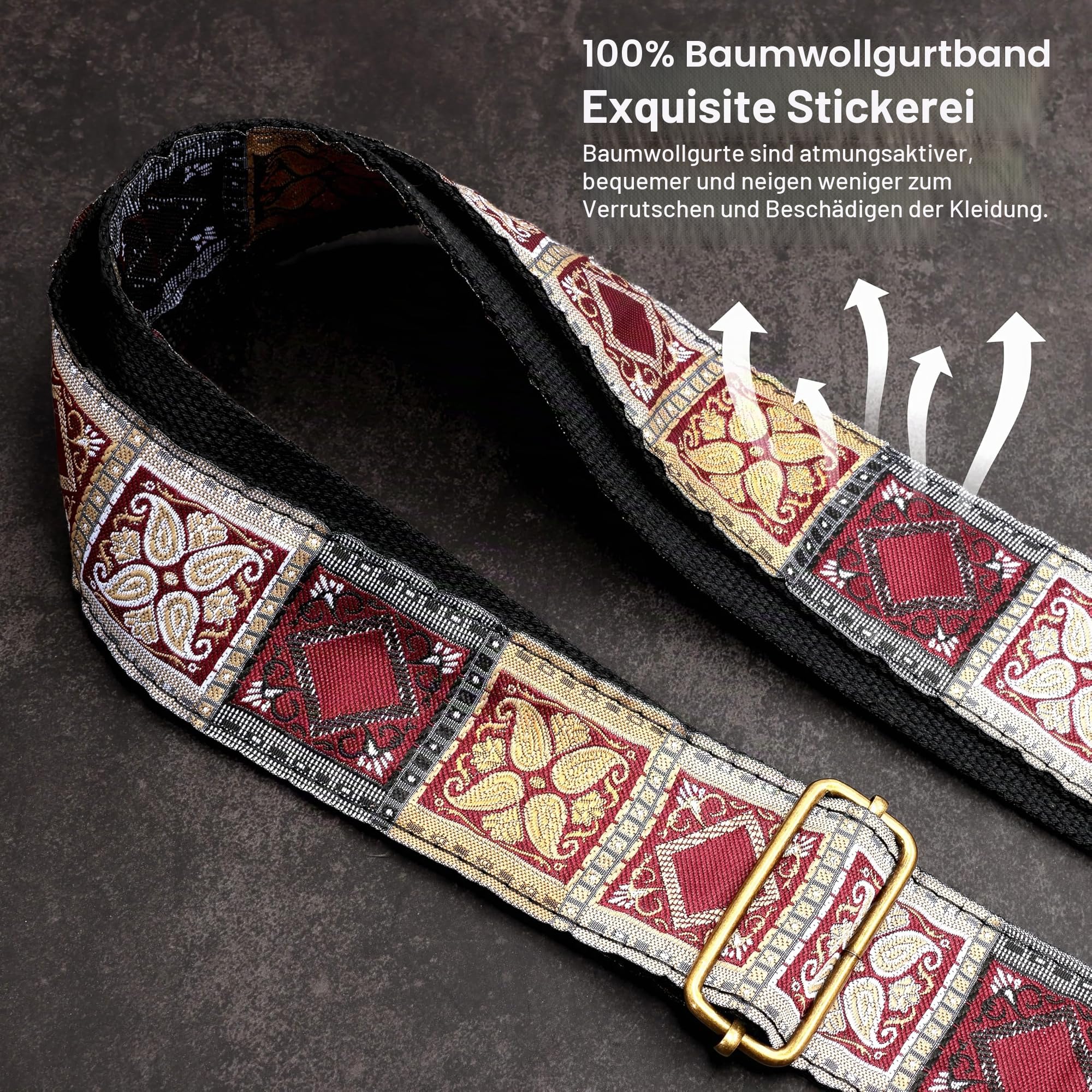 Nefelibata Gitarrengurt, Jacquard-Stickerei Baumwolle Gitarrengurte mit Crazy Horse Leder Enden für Bass, elektrische & akustische,Geschenke für Kinder, Gitarristen