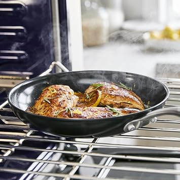 GreenPan Black 3 Piece Frying Pan Skillet Set, 8, 10, and 12, Healthy Ceramic Nonstick PFOA and PFAS-Free, Hard Anodized, Stainless Steel Handles, Oven Safe