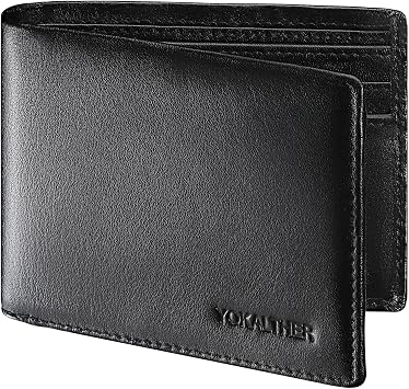 Mens Bifold Wallets, Genuine Leather Bifold Wallet for Men, RFID Bifold Wallets, Slim Grain Leather Wallets with 13 Card Slots 1 ID Window and 2 Cash Pockets