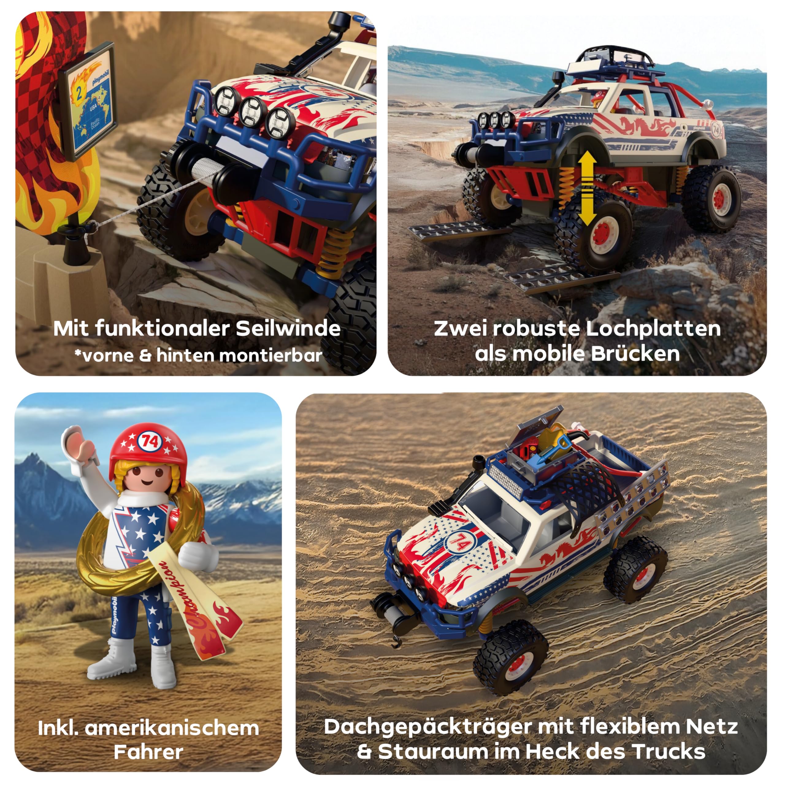 PLAYMOBIL | Cars | Offroad Truck | Geländewagen mit Seilwinde und Brückenplatten | Auto Kinder Spielzeug ab 4 Jahren | 72061 - 5