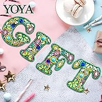 Vista 5 de YOYA Llaveros de pintura de diamantes de doble cara 5D letras 5D Kit de llaveros de pintura de diamantes de taladro completo para bricolaje, letras