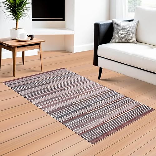 Alfombra de pasillo para interiores y exteriores, 2 x 3 pies, lavable a máquina, impermeable, tejida a mano, alfombra de plástico reciclado para