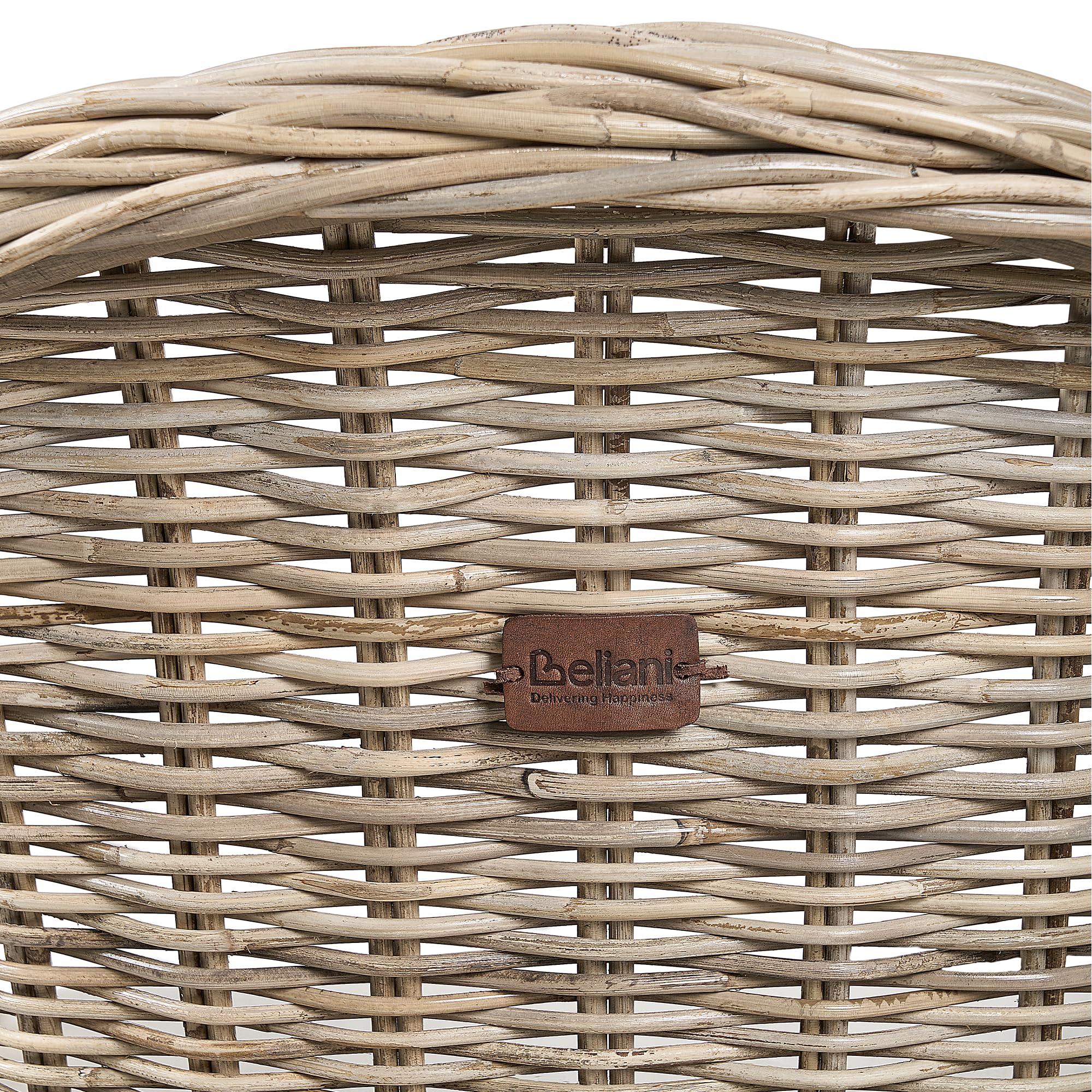Beliani Poltrona da giardino in rattan naturale con cuscini in cotone bianco