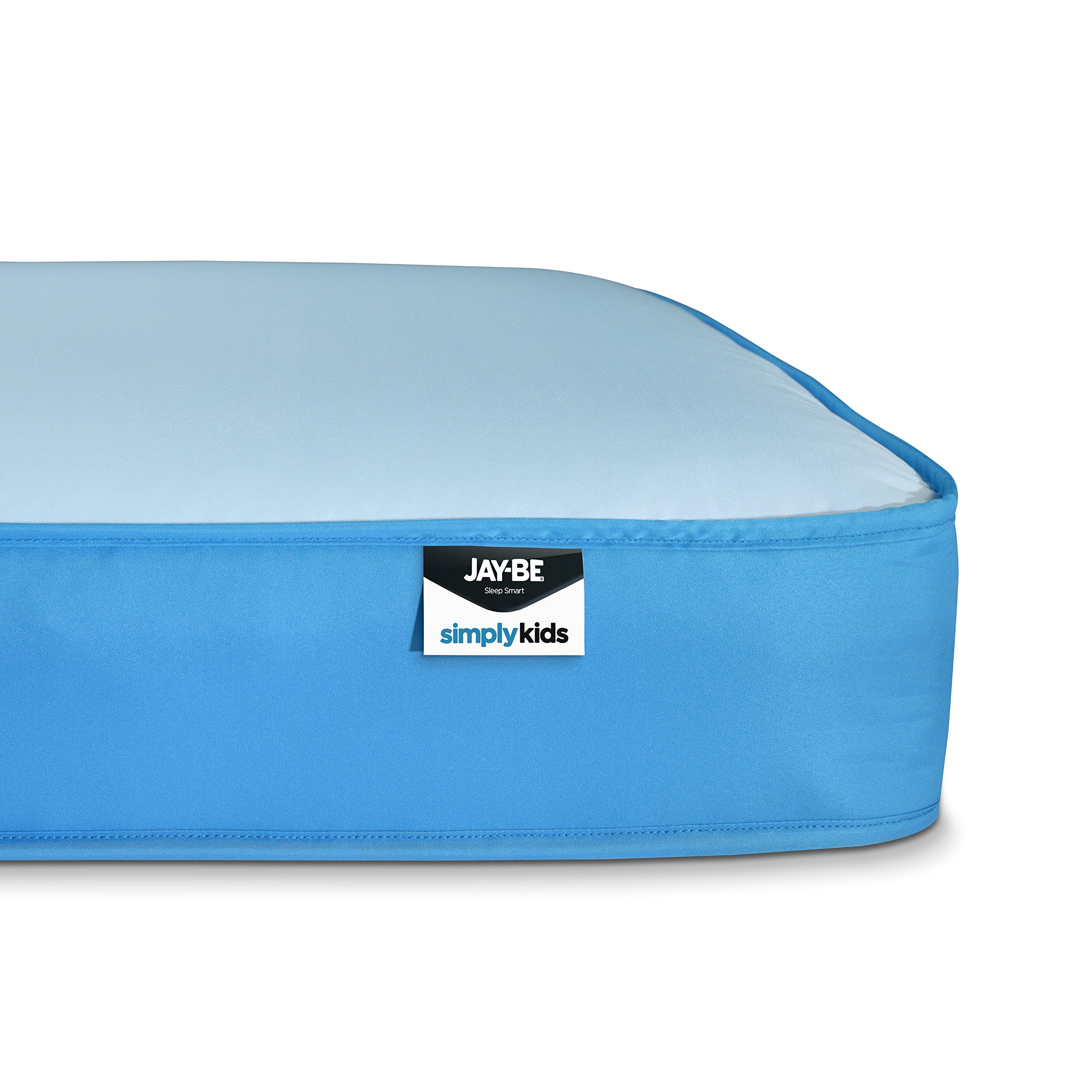 JAY-BE Simply Kids Waterproof Anti-Microbial Sprung Mattress, 3ft, Steel Spring with Hypoallergenic Airflow Fibre, Blue, Single (90 x 190 x18cm)