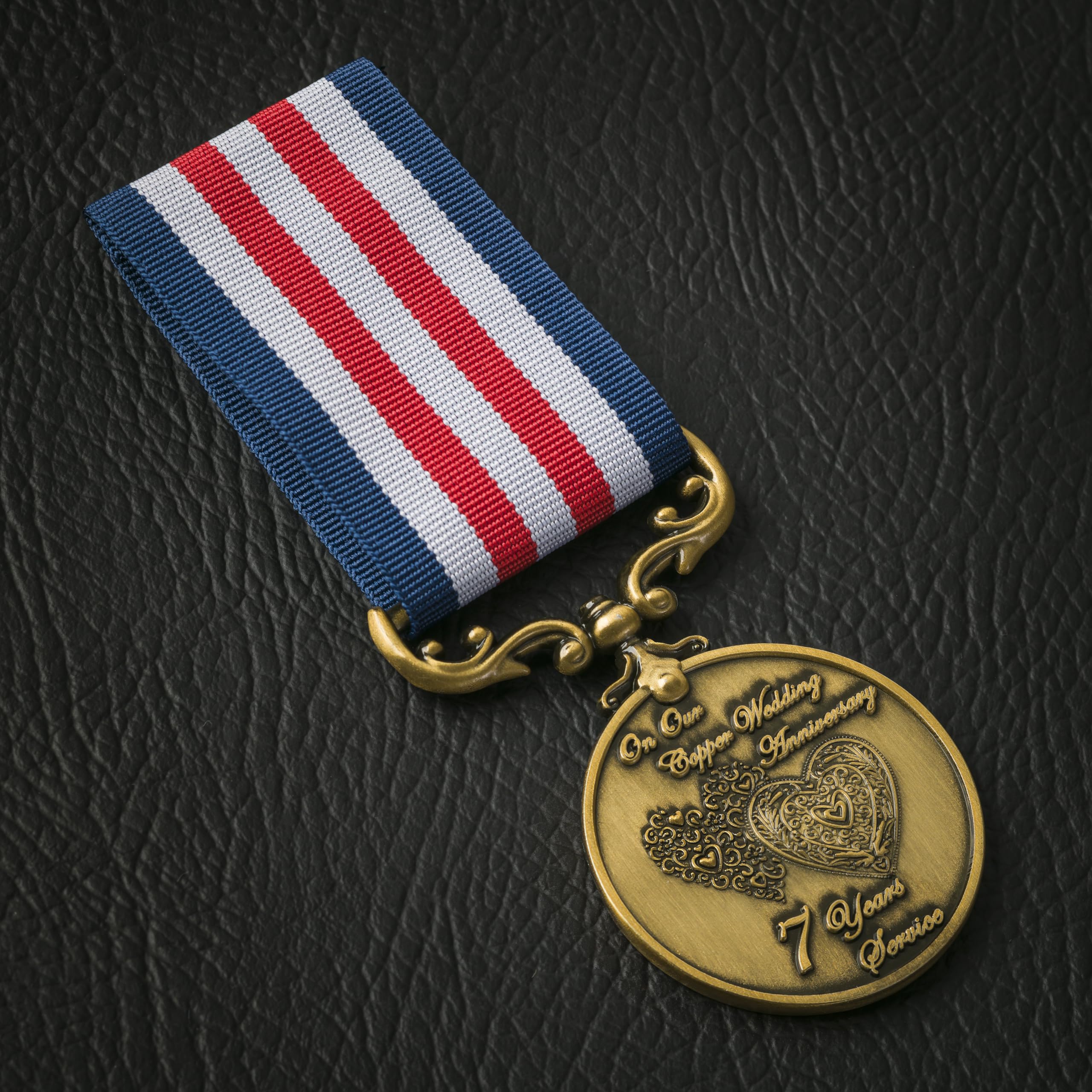 The Commemorative Coin Company Gold Our 7Th Copper Wedding Anniversary Long Service/Bravery Medal. Gift For Partner/Husband/Wife 7 Years Of Marriage