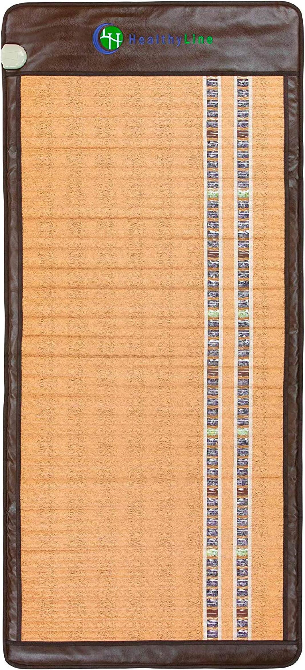 HealthyLine Heating Pad - Comfortable and Flexible Soft Mat Filled with Amethyst, Tourmaline and Jade Gemstones - Negative Ions, 72 x 32 inches