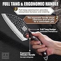 Vista 18 de ENOKING Cuchillo vikingo para carne de 6.1 pulgadas con funda, cuchillo para cortar carne, cuchillos de chef japoneses para el hogar, cocina