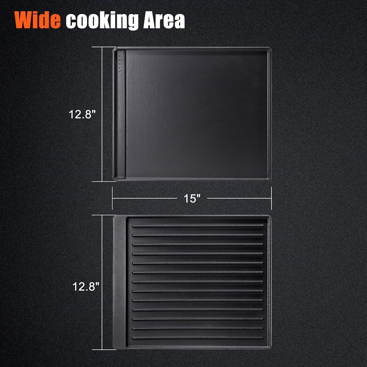 Criditpid Grill Replacement Parts for Broil King Crown & Signet Series, 15” x 12.8” 2-in-1 Reversible Pre-Seasoned Cast Iron Cooking Griddle for Gas Stove, Electric, Charcoal, Propane, Gas Grill