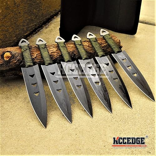 KCCEDGE BEST CUTLERY SOURCE Juego de cuchillos tácticos - 6 piezas de cuchilla fija navaja afilado borde accesorios de campamento Kit de