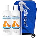 Allerpet Cat Dander Remover w/Free Applicator Mitt & Sprayer - Effective Cat Dander Reduction - Anti Allergen Solution Made in USA - 2 Pack (12oz)