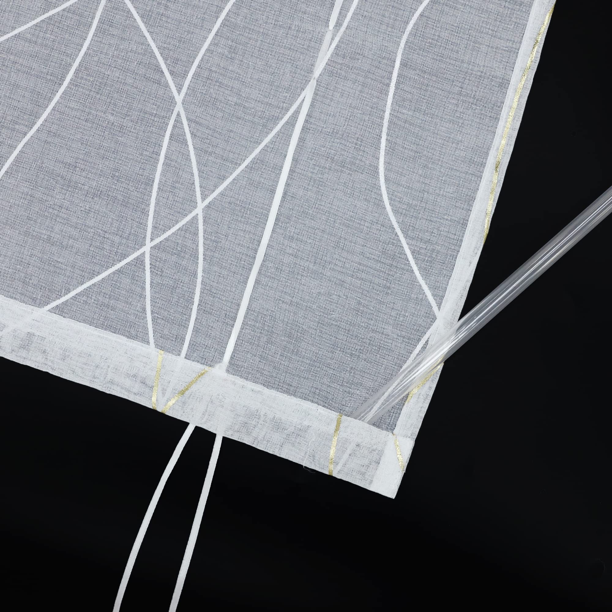 ESLIR Raffrollo mit Schlaufen Transparente Raffgardinen Schlaufenrollo Modern Gardinen Küche Voile mit Wellen-Muster Gold BxH 140x150cm 1 Stück