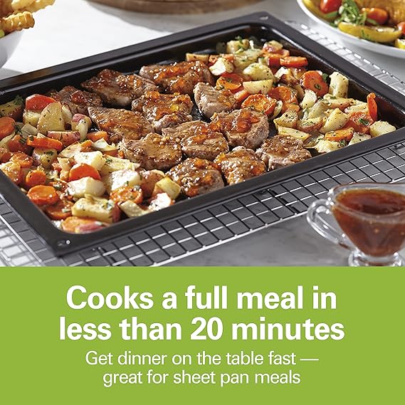 Hamilton Beach Countertop Digital Air Fryer Oven with Sure-Crisp, 6-in-1 Functionality, 150-4500F Temp Range, 1800W, XL Capacity for 2 12 Pizzas, Two 9 x 13 Pans and 4 Rack Positions, Grey (31390)