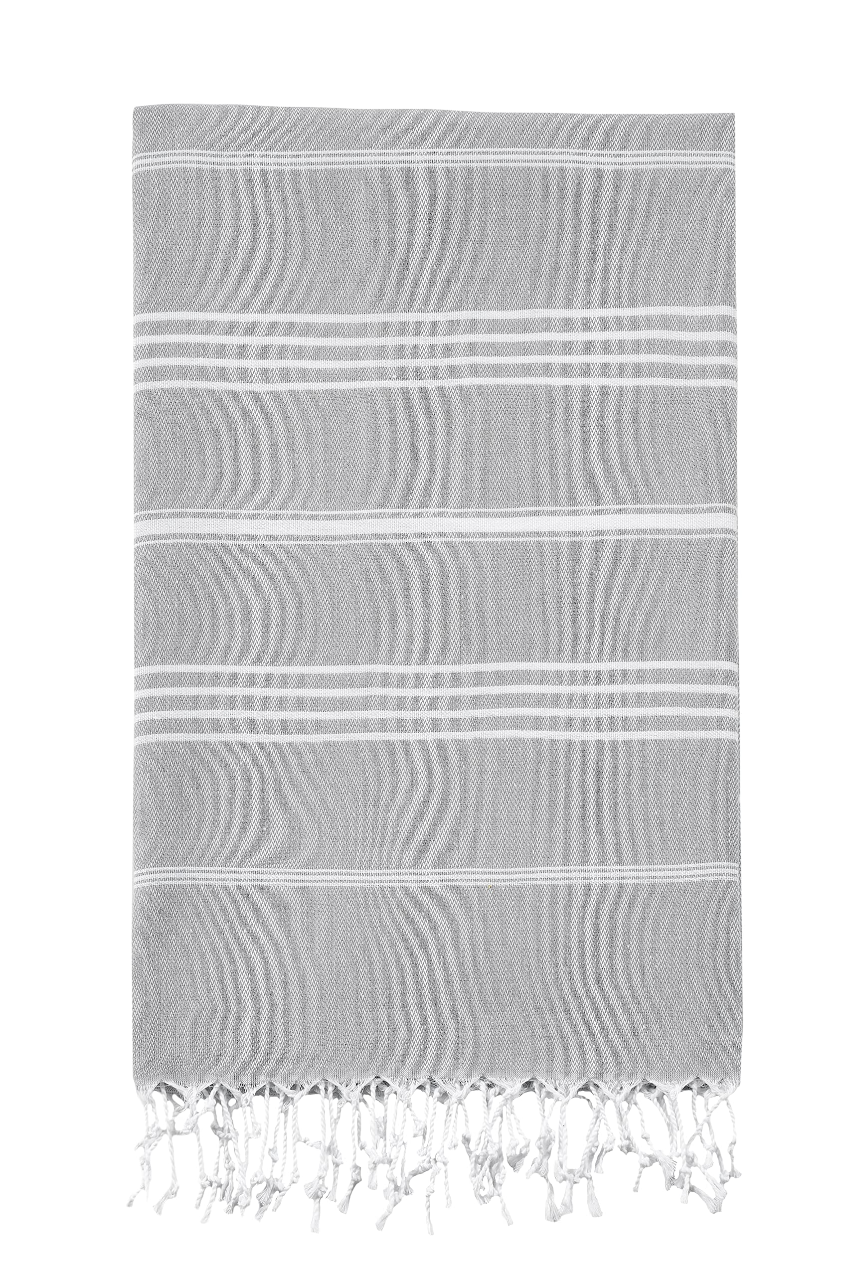 Turkish Peshtemal Beach Towels, Quick and Easy Dry, for Shower, Hammam, Spa, Swimming Pool, Gym and Yoga 100% Cotton 100 cm x 180 cm XL (Silver Grey)