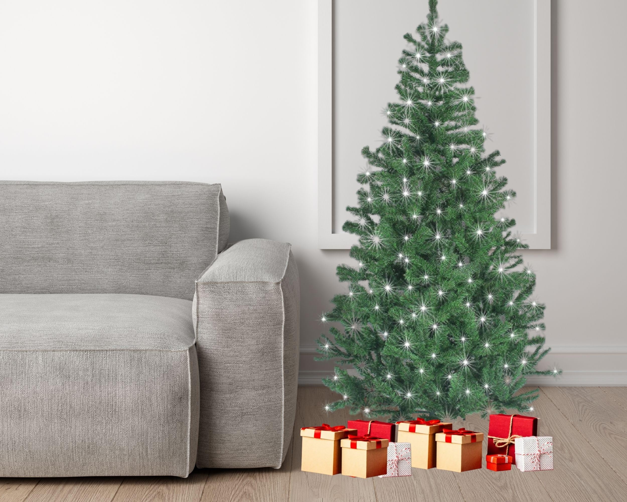 12ft/360cm Prelite Künstlichen Weihnachtsbaum Alaskan Pine Grün 2800 Spitzen Xmas Home Dekorationen 3.6m, 640 Weiße LEDs Metallständer