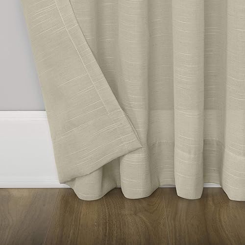 Miniatura 5 de No. 918 Winnie Slub - Cortina de mezcla de lino texturizado con lazo superior, 50 x 96 pulgadas, lino