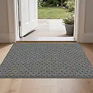 BEQHAUSE Dirt Trapper Door Mat Non-Slip Entryway Rugs Stain Resistant Absorbent Dog Doormats Woven-Look Washable Welcome Floor Doormat for Front Back Door, Dirty Wet Shoes & Paws, 24" x 36", Grey