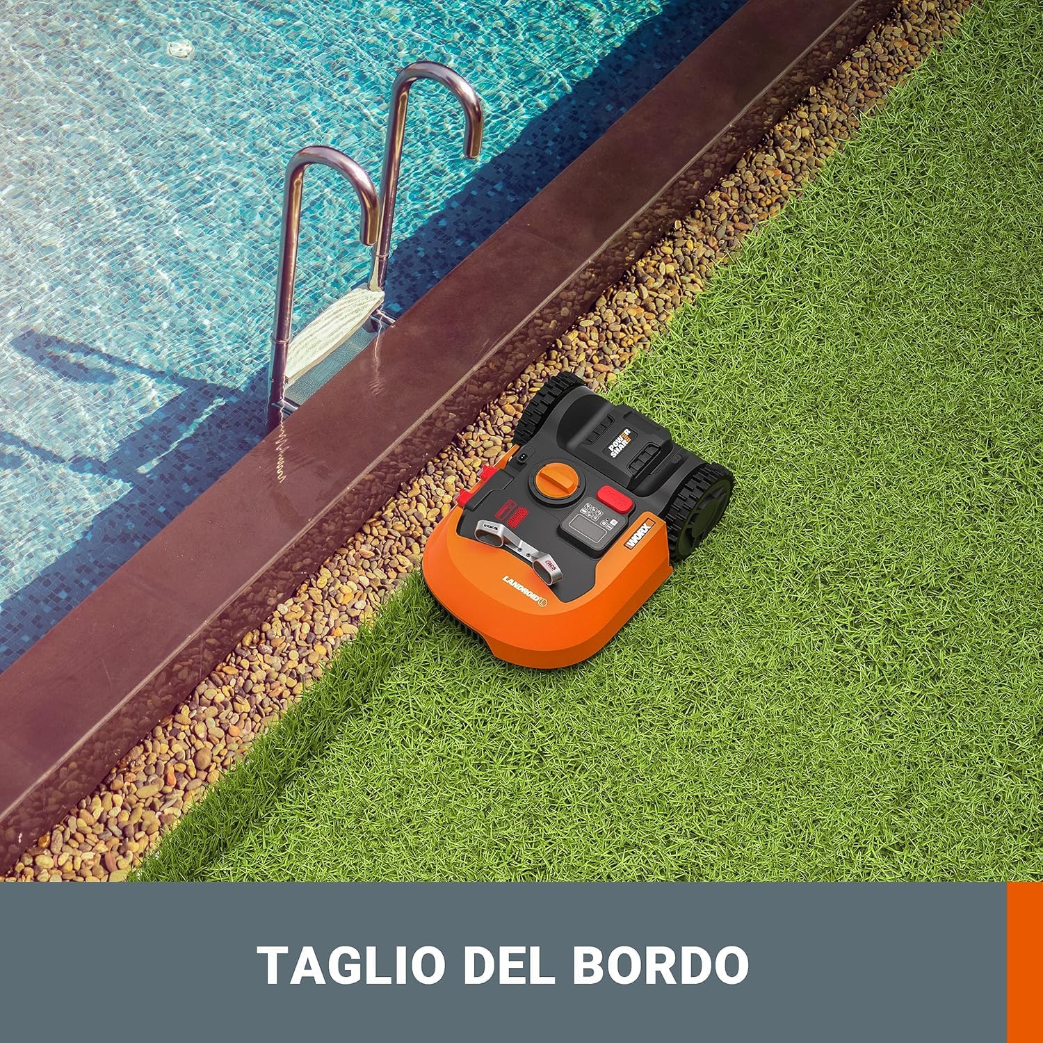WORX WR165E Robot Rasaerba Landroid Classic M500 2.0 a Batteria Area di Taglia 500Mq - Wifi - Bluethooth - Lama Flottante - Base a Scomparsa - Carica Laterale - Taglia Fino al Bordo