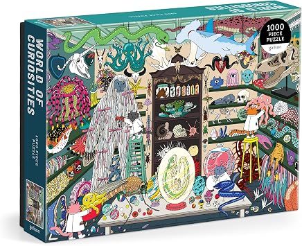 Galison World of Curiosities 1000 Piece Jigsaw Puzzle Featuring Humorous Illustrations of A Spooky Shop Scene