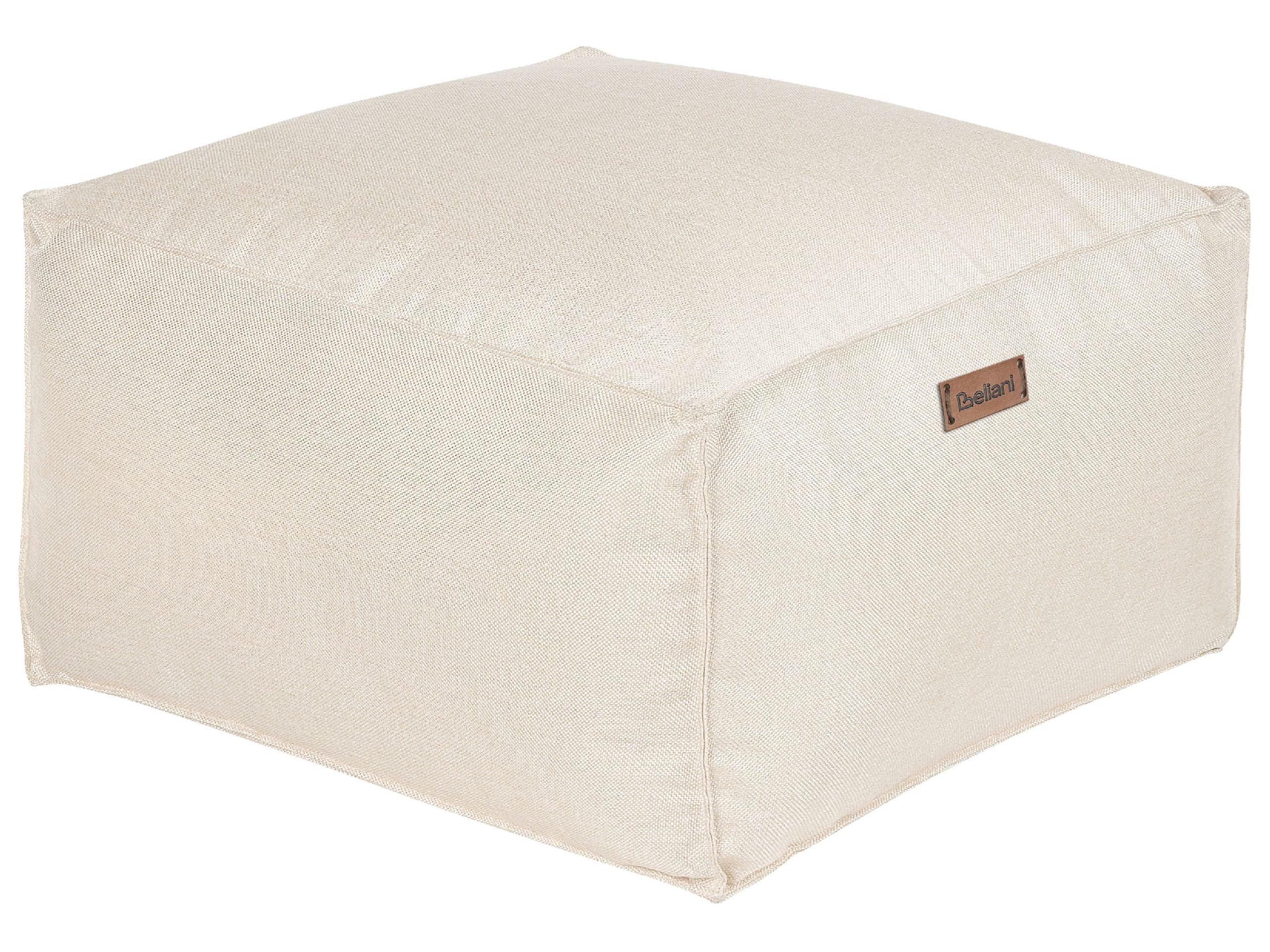 Beliani Pouf Sitzpouf Sitzhocker Quadrat 50x50 cm Leinenoptik Beige