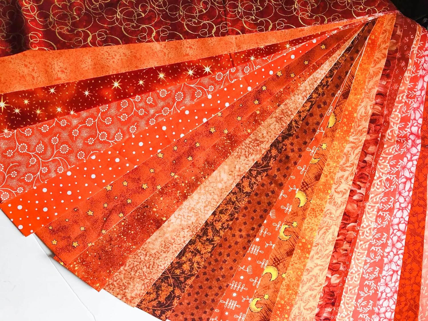 Generic 20 Unique Orange 2.5" Jelly Roll Fabric Strips, 100% Cotton, All Different Orange Pattern, Precuts, Fabric