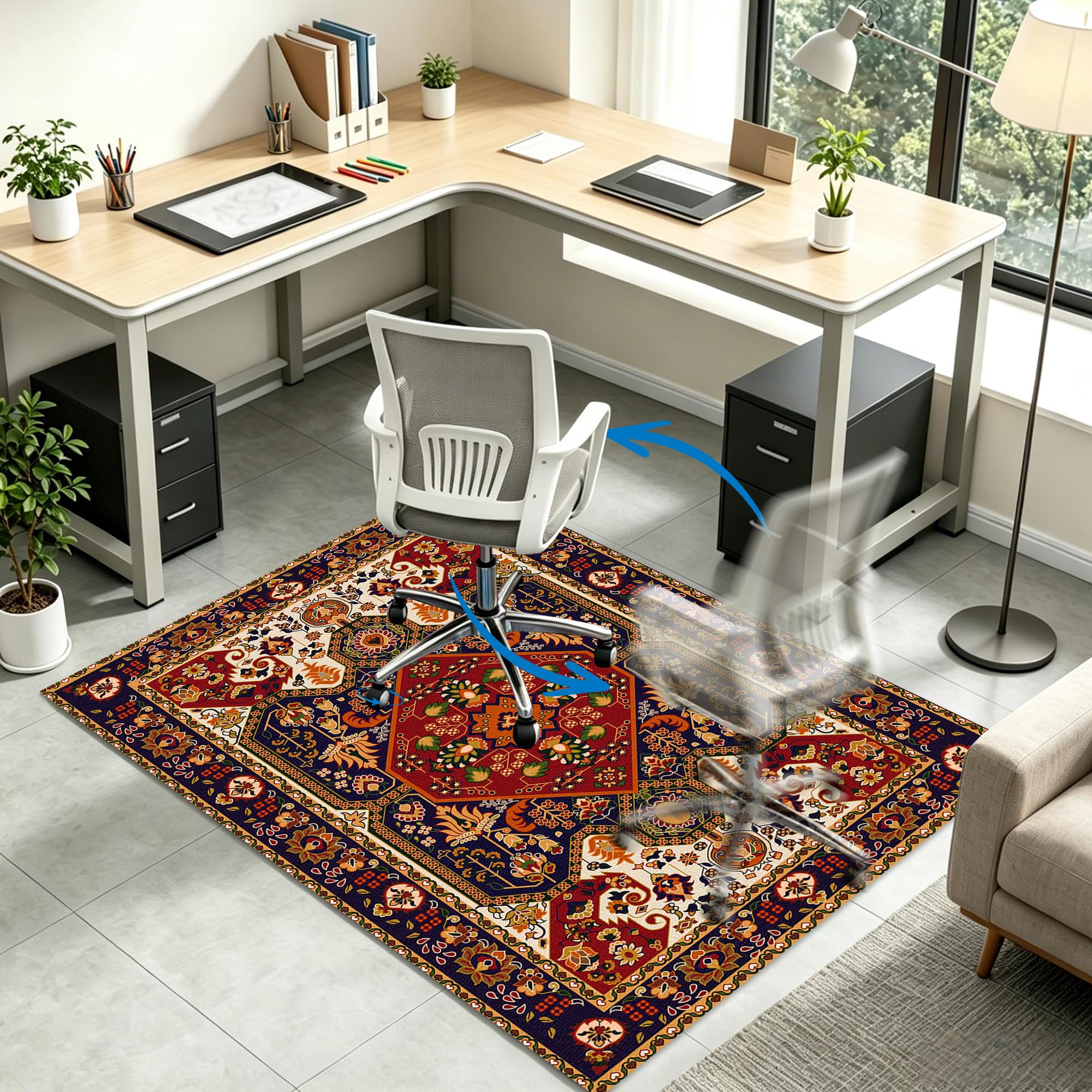120 x 160 cm Heavy Duty Office Chair Mats, Tapis de Sol Salle de Jeu Antidérapant, Tapis pour Fauteuil a Roulette, Tapis de Chaise d'ordinateur Office Carpet Protector Chair Mat