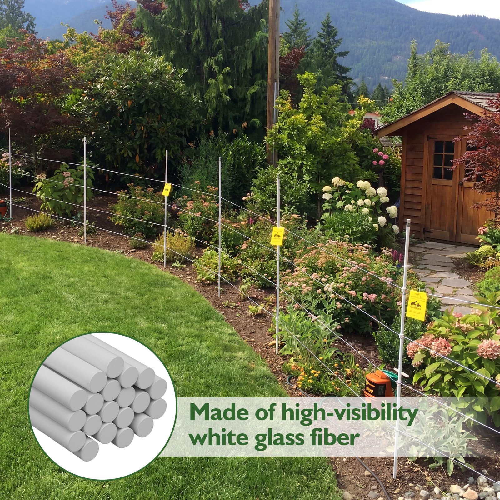 20 pali in fibra di vetro da 1 cm x 91,4 cm, in fibra di vetro, colore bianco, paletti da giardino per piante, pali per alberi, progetti fai da te, artigianato, contenimento del bestiame