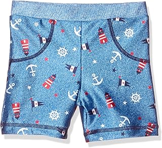 [タキヒヨー] デニム総柄 スイムパンツ 男の子 PLAY ROCK