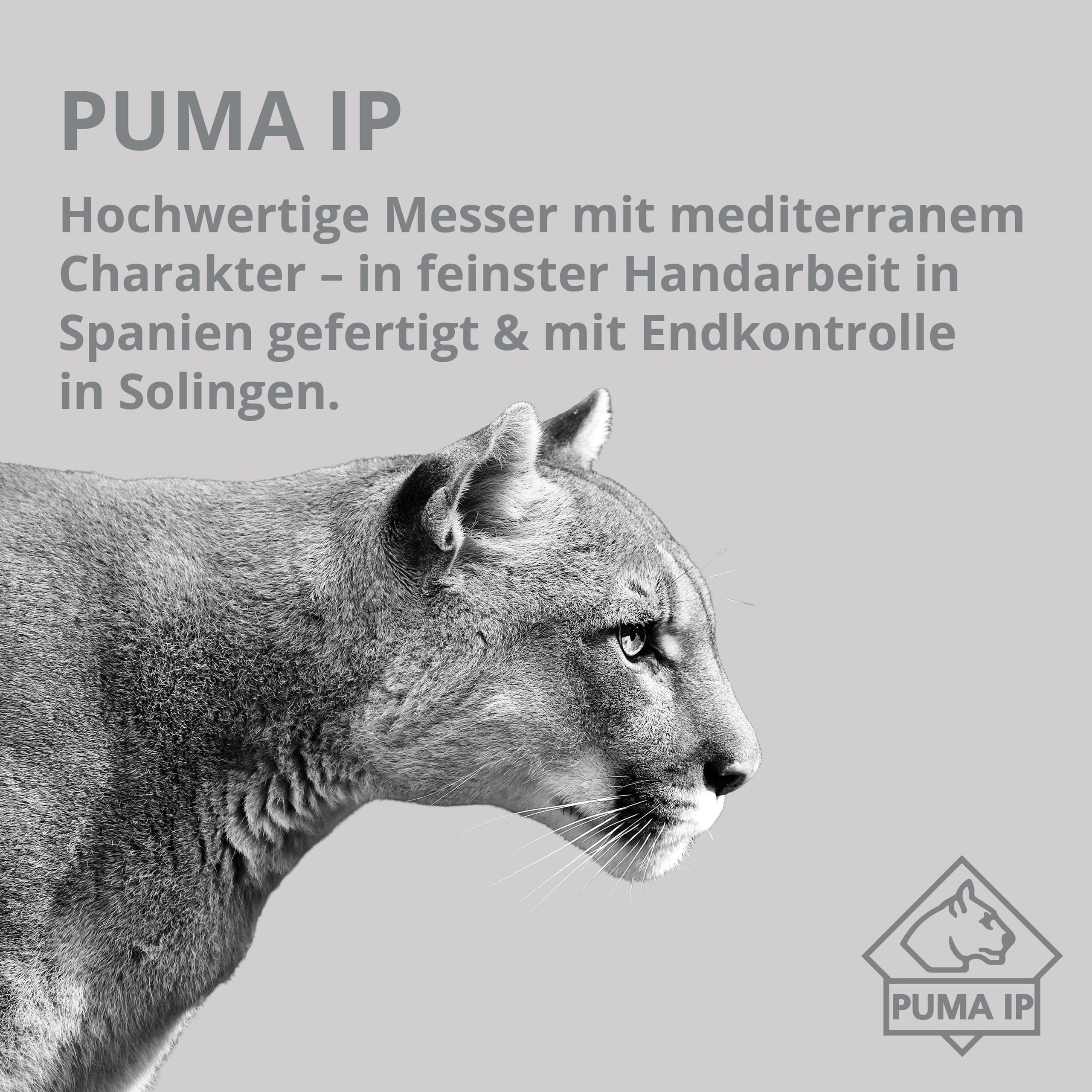 PUMA IP – Taschenmesser Ondular Pocket Olive - Klappmesser - 83mm Klinge aus AN.58 Stahl (58-59 HRC) - Handgefertigt - Griff aus echtem Olivenholz (Art.Nr.: 822411)