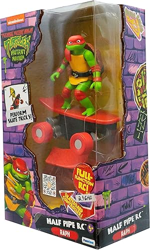 Miniatura 3 de Tortugas Ninja Mutantes Adolescentes Juguetes, Raphael Half Pipe RC Vehículo de Patineta con Trucos, Control Remoto de 2.4 GHz Juguetes de Tortugas