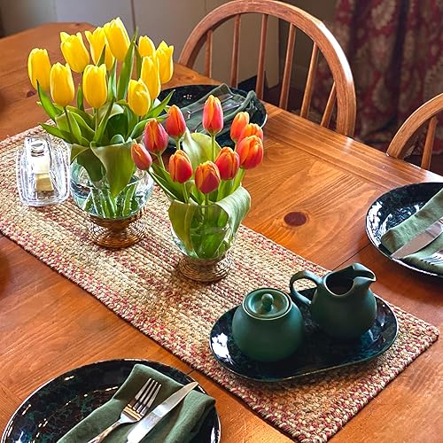 Homespice - Camino de mesa de yute multicolor de cosecha, un par de caminos de mesa pequeños ideales para usar como caminos de mesa de campo - Hecho