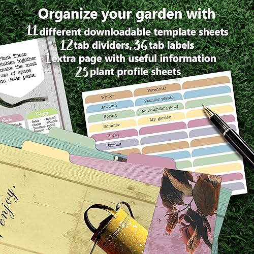 Miniatura 3 de Diario de jardín, carpeta de página completa de 3 anillos de 8.5 x 11 pulgadas. Kit organizador de paquetes de semillas, planificador perfecto y