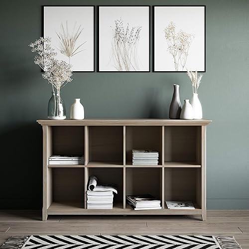 Miniatura 3 de SIMPLIHOME Amherst - Mesa consola de madera maciza de 57 pulgadas de ancho con 8 cubos de almacenamiento en gris envejecido, estantería de cubo de
