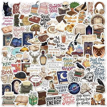 FUNCLASS 200 PCS Book Stickers for Kindle,Vinyl Bookish Stickers Pack