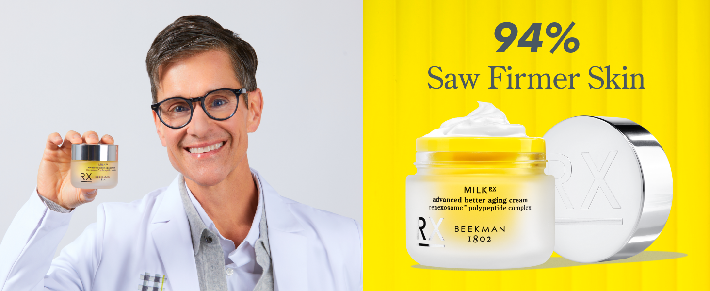 Beekman 1802 Milk RX Advanced Better Aging Collagen Moisturizer Face Cream – 4X Retinol Alternative with Goat Milk Exosomes & Polypeptide, Firming Cream, 1.69 fl oz