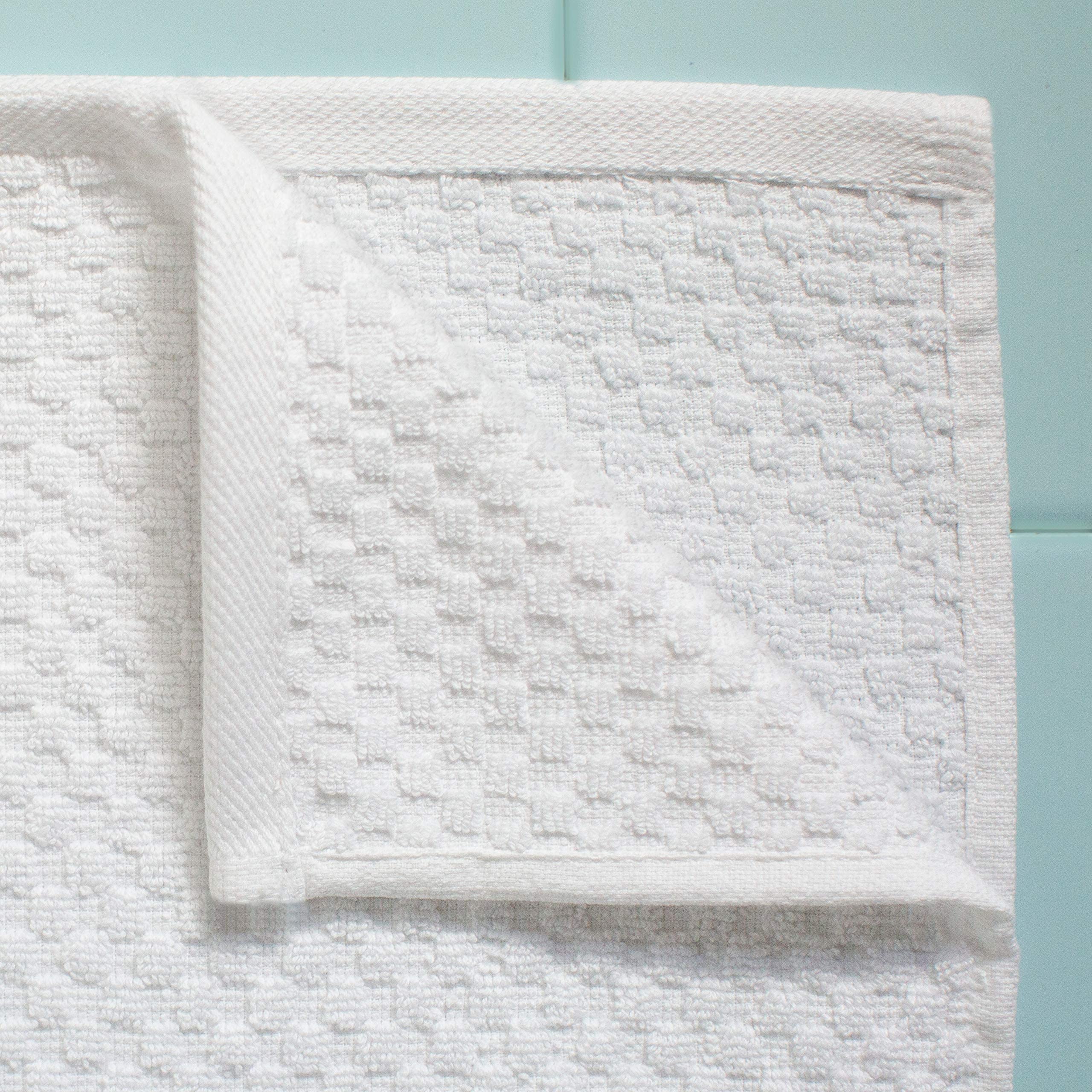 Algodón Craft – 2 juegos de toallas de baño EuroSpa de gran tamaño, en tela gofrada, de 35 x 70 – Color blanco – 100% algodón puro, peinado e hilado – Puro lujo inspirado en los mejores spas y centros turísticos europeos.