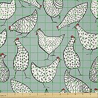 Vista 134 de Ambesonne Tela de Fiesta Popstar por Yarda, Estilo de Dibujos Animados Garabatos Dibujados a Mano Tema Musical Impresión de Arte Lineal, Tela