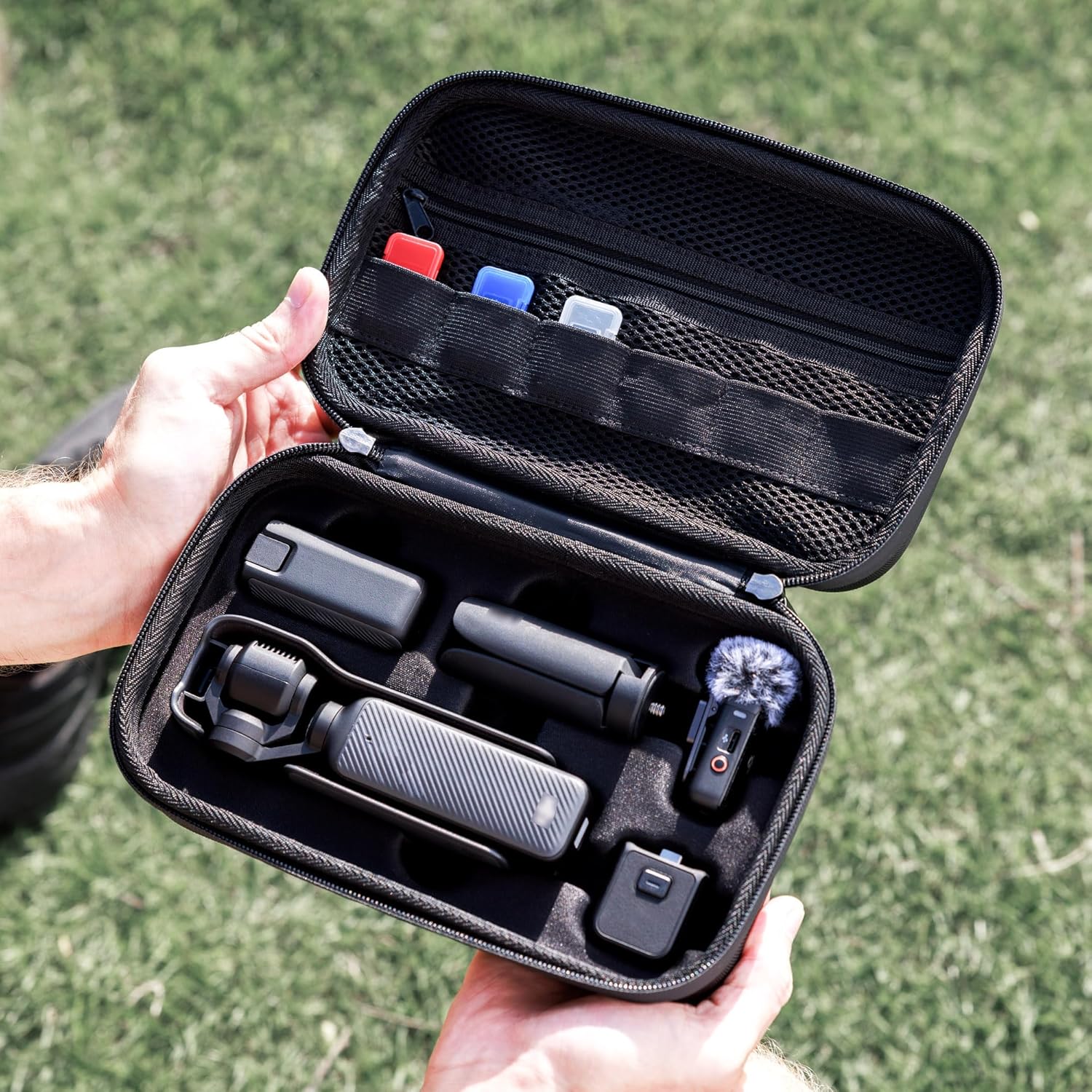 Hard Shell OSMO Pocket 3 Case, Portable EVA Protect Bag With 53.54" Long Strap & 3 MicroSD Card Cases for Xtra Muse DJI OSMO Creator Combo, Waterproof Accessories Storage Carry Case for Travel - Image 8