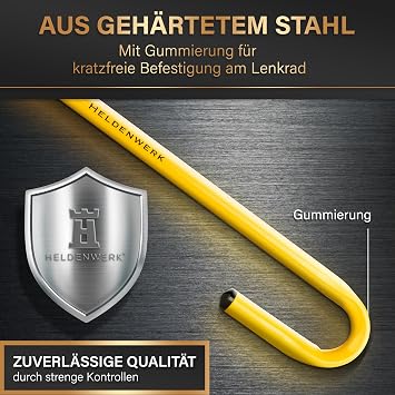 HELDENWERK® Steering Wheel Clamp for Car and Motorhome Immobiliser