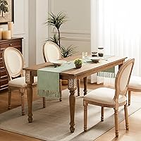 Vista 86 de ZeeMart Light Grey Table Runners 108 Inches Long, Burlap Linen Style Rustic Farmhouse Table Runner, Long Boho Dining Table Runner, 13x108 Inches