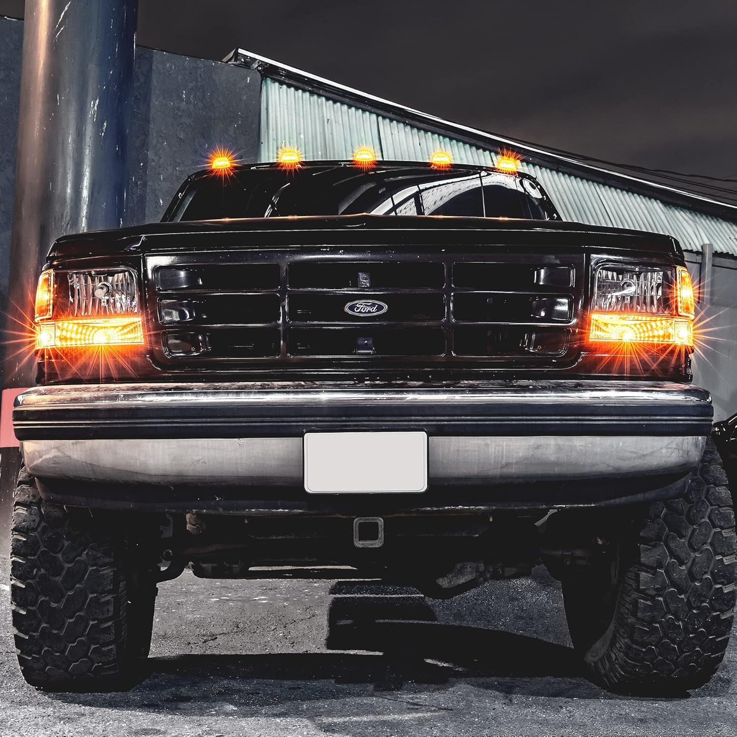 TRUE MODS Amber Teardrop Cab Marker Light Kit [DOT FMVSS 108] [SAE P2] [Universal Fit] [Reflector Lens] [94-98 Dodge Ram Direct Replacement] Lamp for Ford Van Super Duty F150 F250 F350 Chevy Truck